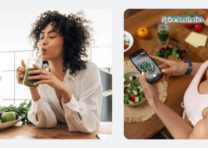 Image of woman looking into her diet and fat freezing Ilford to improve her health